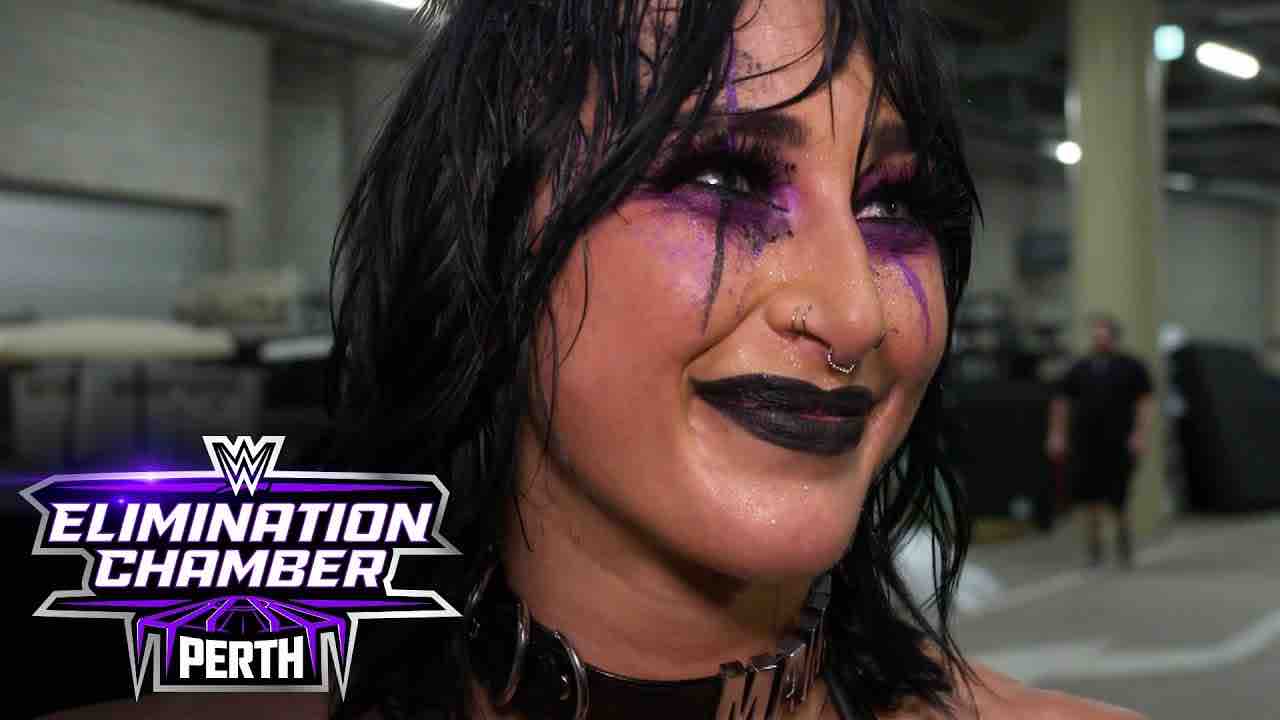 Rhea Ripley celebrates her emotional homecoming with her family backstage at WWE Elimination Chamber