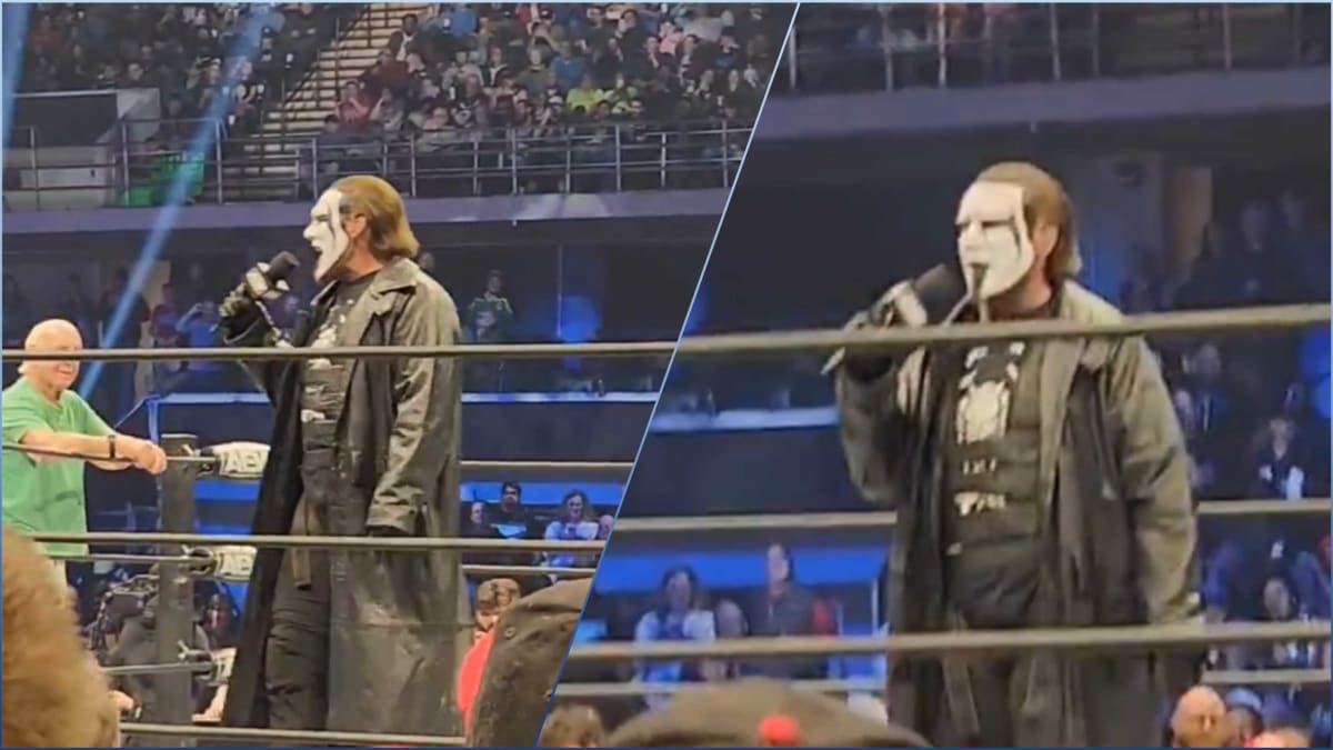 Sting addresses the fans after AEW Dynamite goes off the air