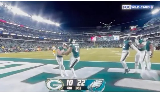 Eagles’ Quinyon Mitchell attempts Pedigree on his teammate during NFL Wild Card Game